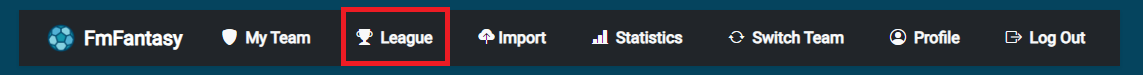 Image showing League page on the nav menu